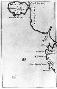 Mapa de Brobdingnag, ilustración de la primera edición de 